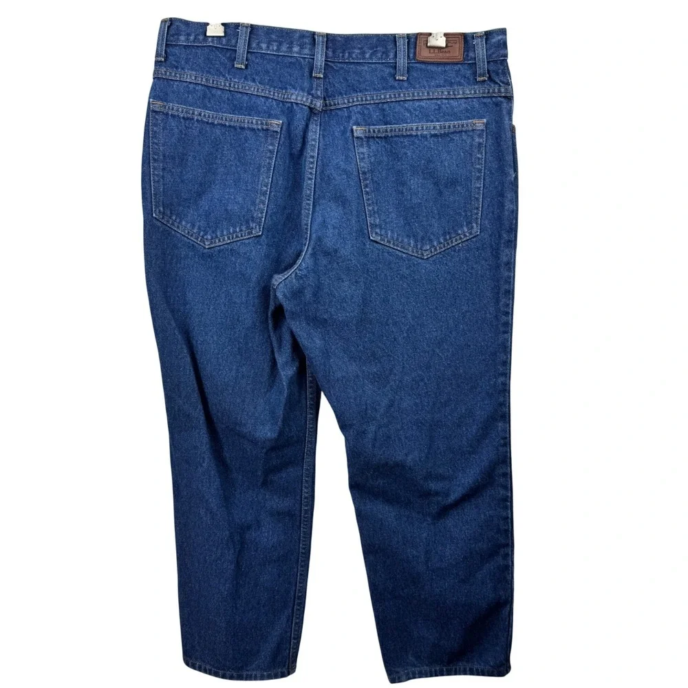 LL Bean Jeans 37x28‎ Mens Classic Fit Blue Denim Straight Leg 100%Cotton